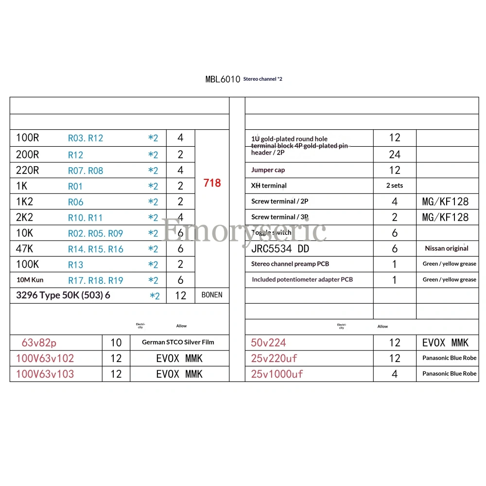 MBL6010 Classic Circuit Preamplifier Board, Compatible with Various Op-Amps (Op-Amp Rolling Friendly)