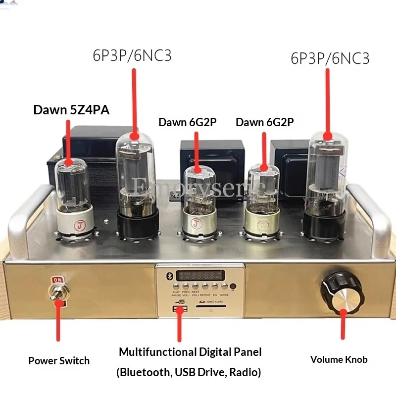 New Shuguang 6P3P Tube Amplifier Kit / Finished, Single-Ended Class A with Bluetooth & Tube Rectifier (Point-to-Point)