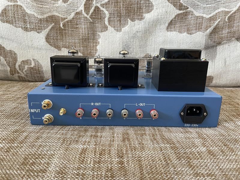 Mini Vacuum Tube Amplifier with Dual Analog VU Meters, Class A Stereo Integrated Amp (6N1 Triode Architecture), Desktop HiFi Audio for Near-Field Office & Bedroom Setup (Blue)