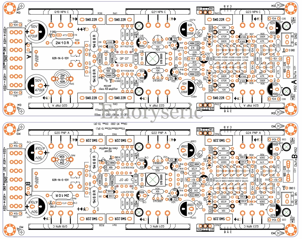 Marantz 9S2 Replica Dual Channel Mirror Design Pure Power Amplifier PCB, HiFi Audio Bare Board