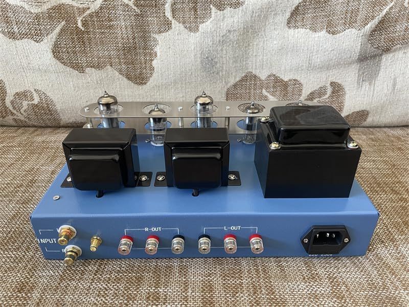 Mini Vacuum Tube Amplifier with Dual Analog VU Meters, Class A Stereo Integrated Amp (6N1 Triode Architecture), Desktop HiFi Audio for Near-Field Office & Bedroom Setup (Blue)