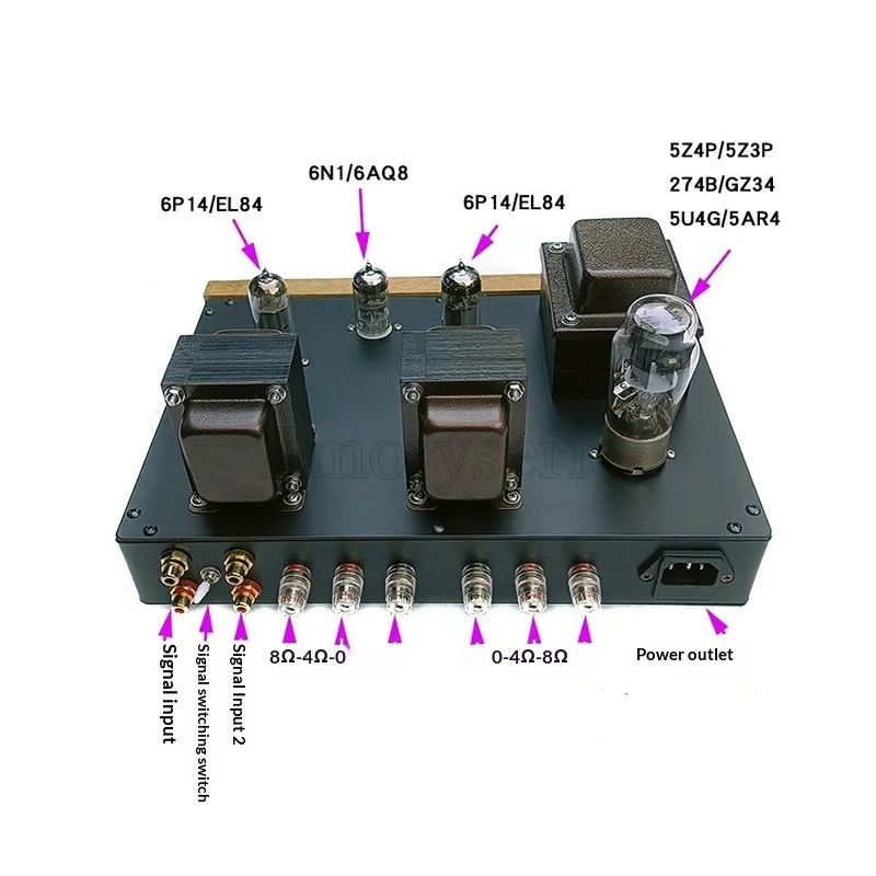 EL84/6P14 Tube Amplifier, 6N1 Driver, 3.8W+3.8W Class A, Sweet Sounding Hand-Wired Amp