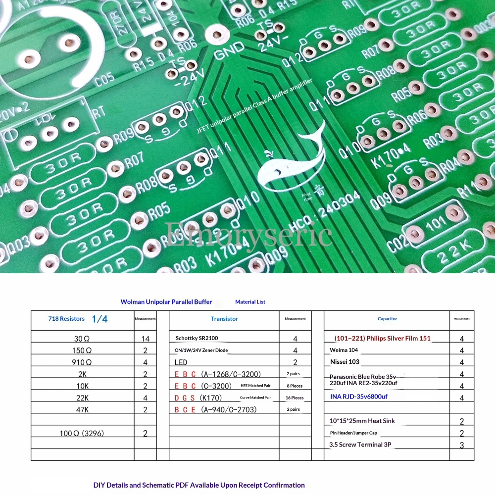 Waltman Single-Stage Parallel Class A FET Buffer Finished DIY Board
