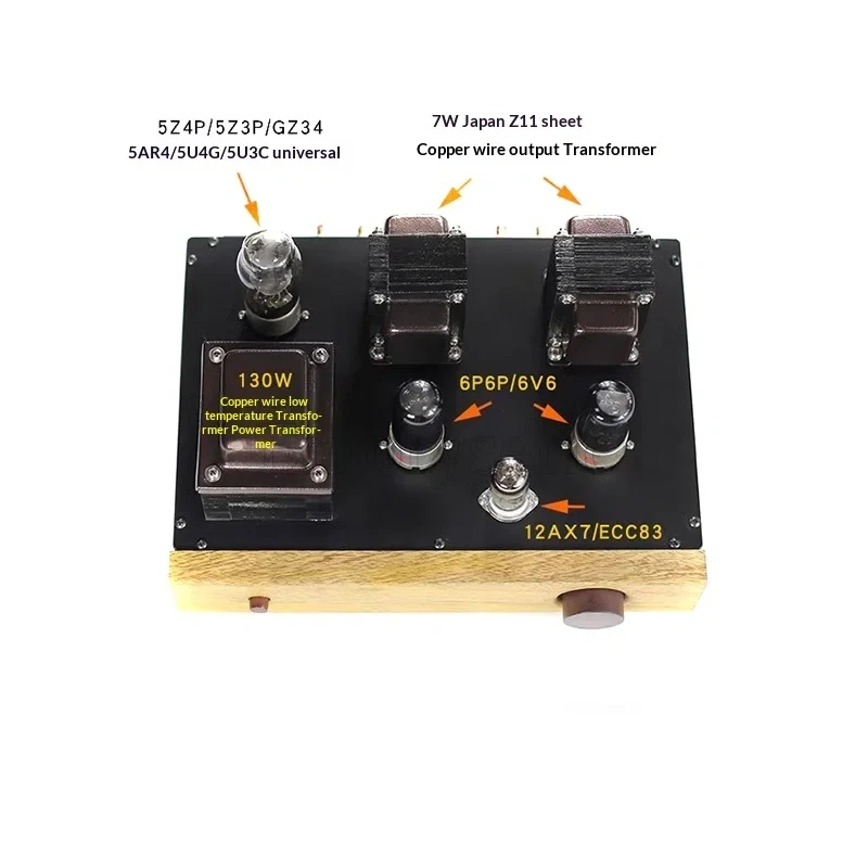 6V6GT/6P6P Desktop Tube Amplifier, 12AX7 Driver, 4W+4W Single-Ended Class A, Iron Chassis