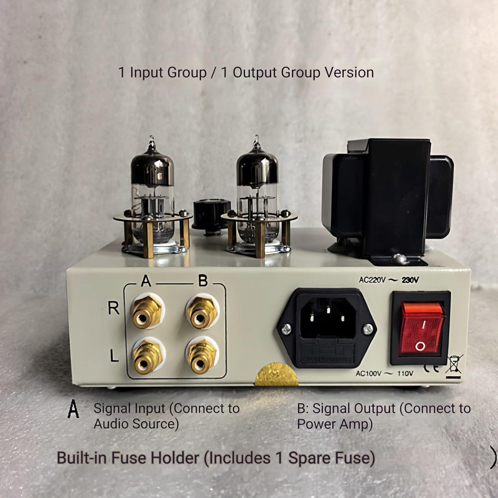 Tube Preamplifier with NOS Soviet 6H3n Tubes (Equiv. 6N3/5670/2C51), Pure Handmade Point-to-Point Wiring SRPP Stereo HiFi Pre-Amp for Active Speakers & Power Amplifiers