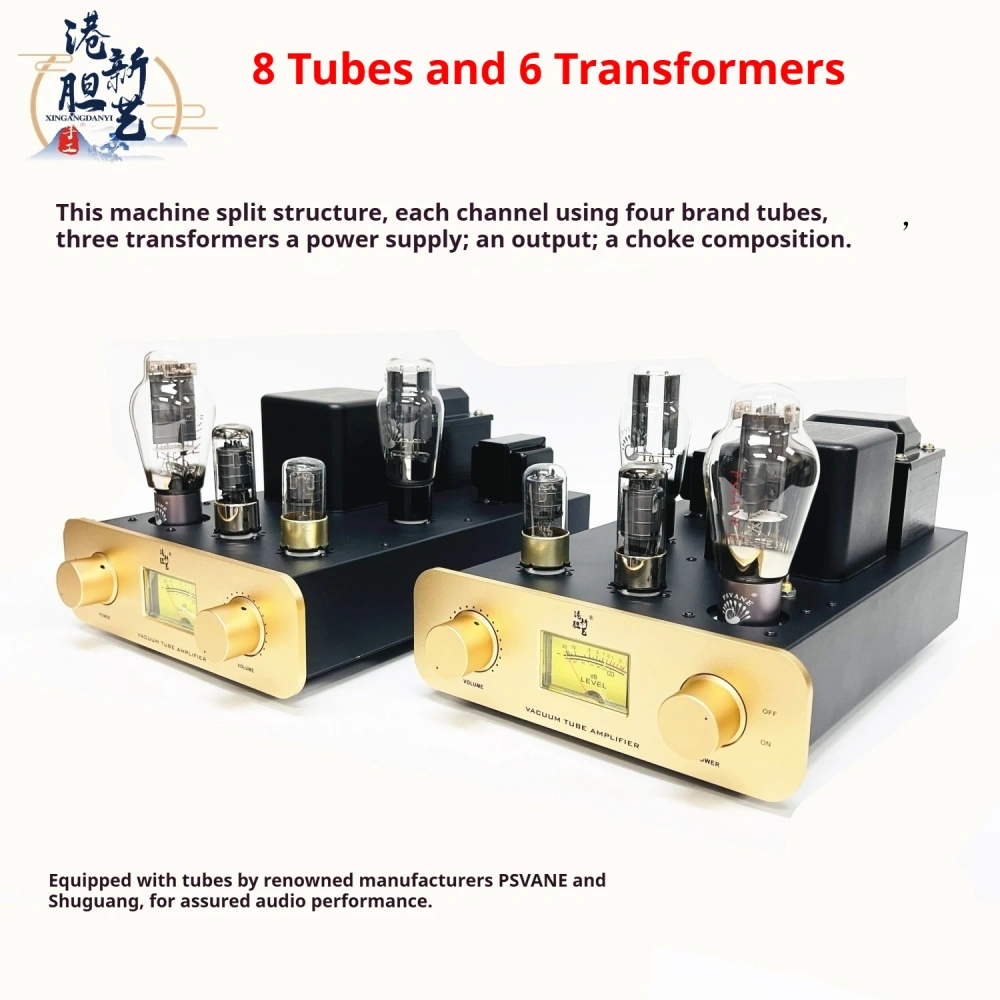 8-Tube Split 300B Tube Amp Kit, Fever Single-ended Class A Vacuum Tube Power Amplifier, Left and Right Channel Stereo