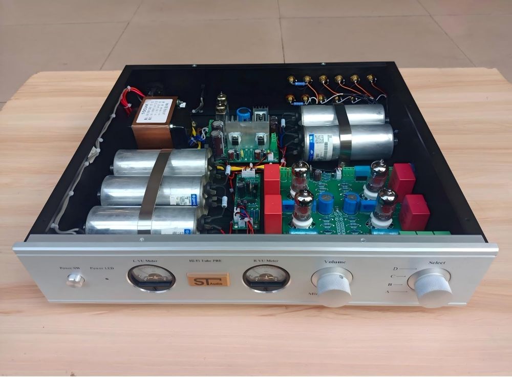 Tube Preamplifier, WADA Shigeho Circuit Audio Preamp, Oil-Immersed Capacitors, Hi-Fi Stereo Tube Amplifier for Home Audio System (Silver/Single Transformer/RCA/No Tubes)