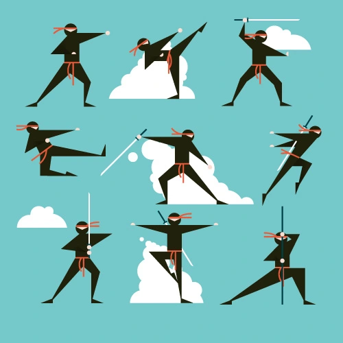 Japanese cartoon ninja pattern16