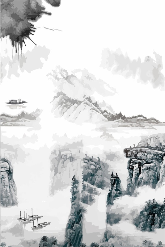 Chinese ink and wash painting pattern20