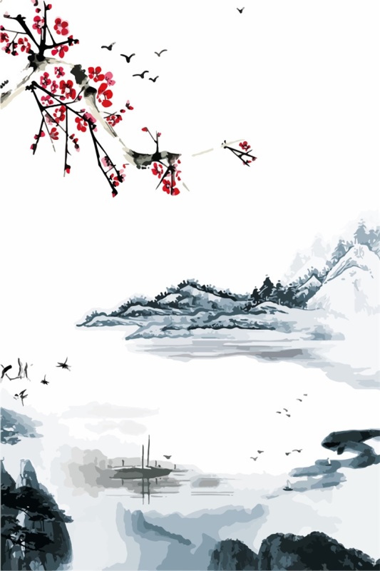 Chinese ink and wash painting pattern17