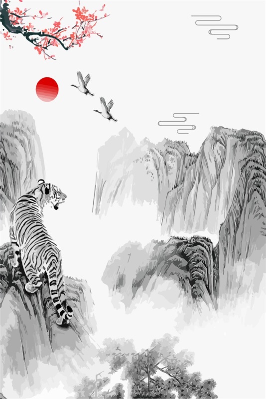 Chinese ink and wash painting pattern19