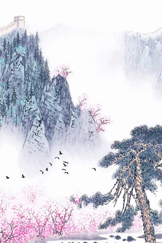Chinese ink and wash painting pattern35