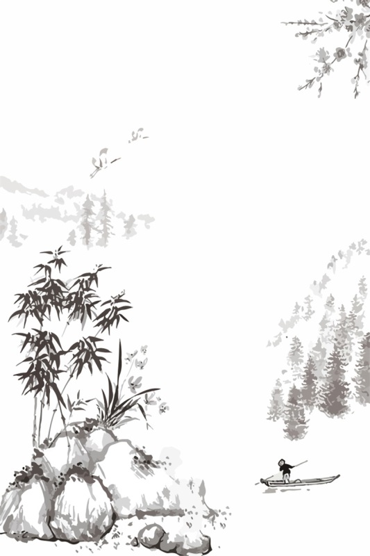 Chinese ink and wash painting pattern7