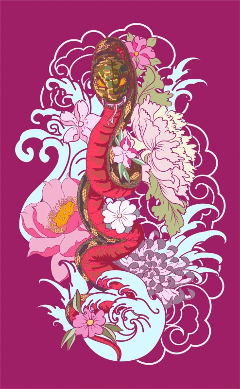Japanese dragon-pheonix-brocaded carp illustration (1)