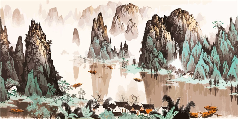 Chinese ink and wash painting pattern38
