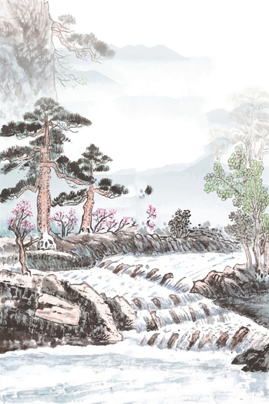Chinese ink and wash painting pattern28