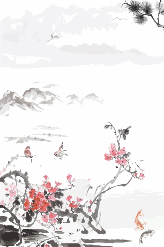 Chinese ink and wash painting pattern8