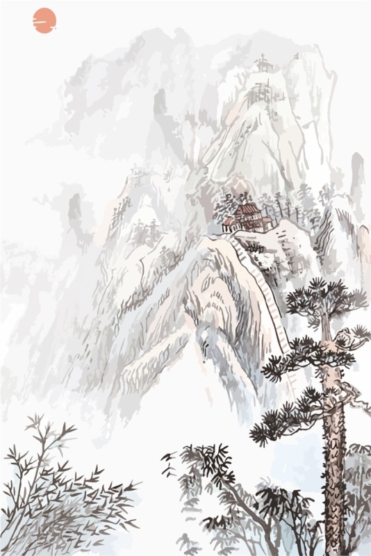 Chinese ink and wash painting pattern25