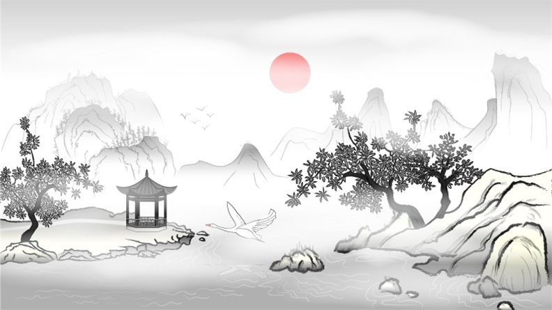Chinese ink and wash painting pattern43