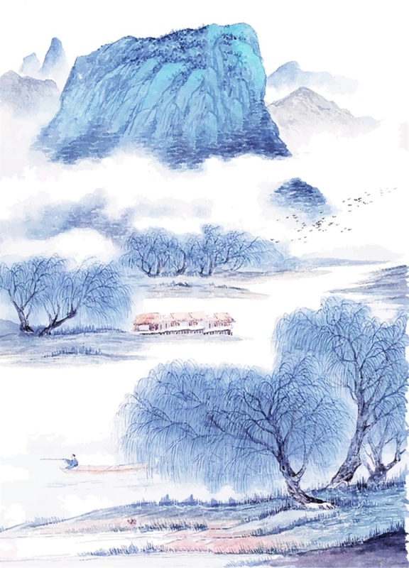 Chinese ink and wash painting pattern34