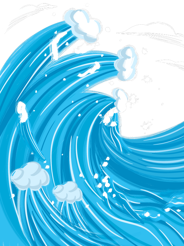 Chinese style cartoon sea wave pattern (57)