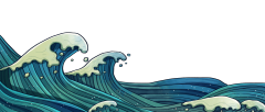 Chinese style cartoon sea wave pattern (1)