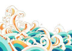 Chinese style cartoon sea wave pattern (53)