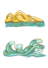 Chinese style cartoon sea wave pattern (63)