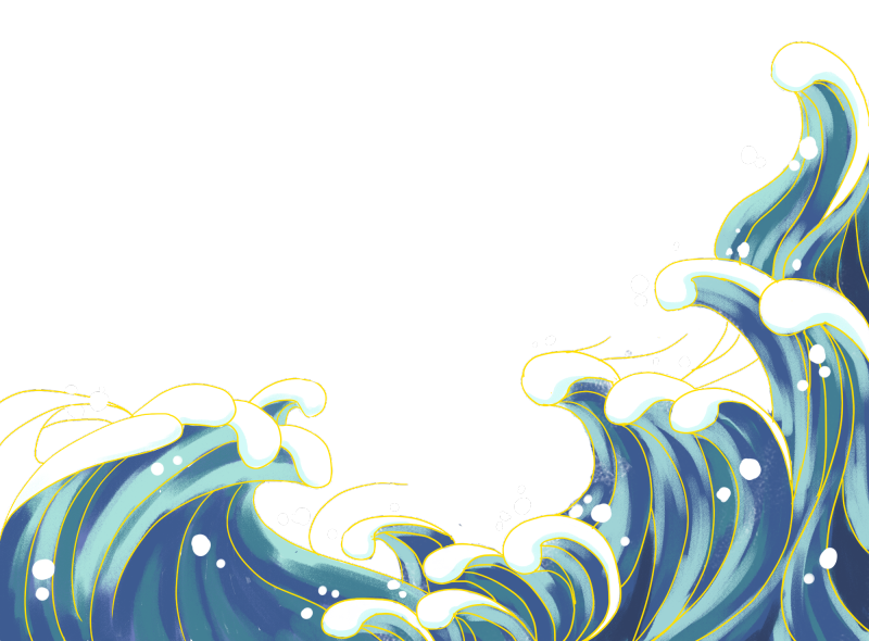 Chinese style cartoon sea wave pattern (13)