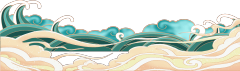 Chinese style cartoon sea wave pattern (82)