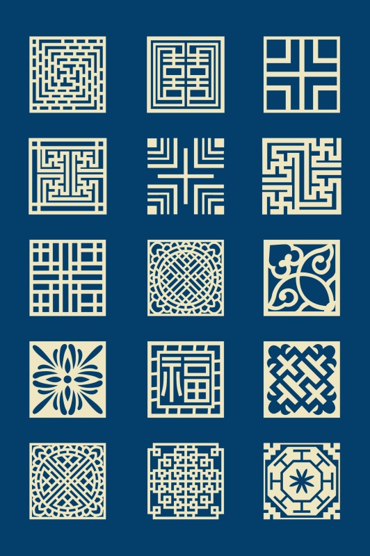 Chinese Style tartan frame pattern (37)