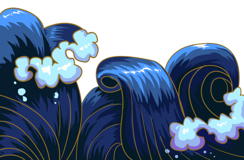 Chinese style cartoon sea wave pattern (71)