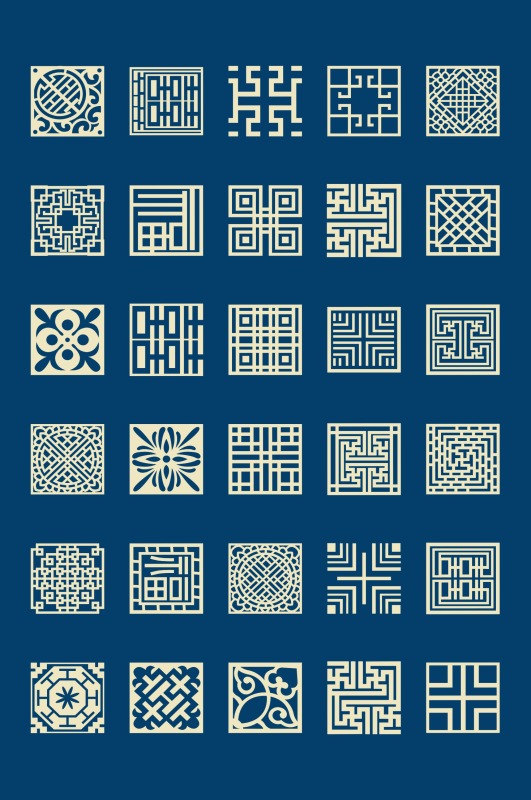 Chinese Style tartan frame pattern (30)