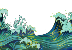 Chinese style cartoon sea wave pattern (67)