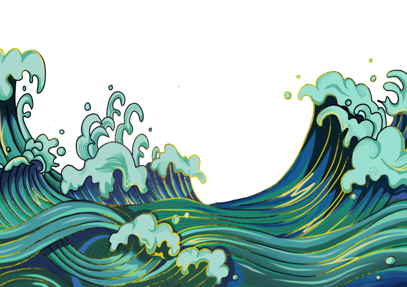 Chinese style cartoon sea wave pattern (67)