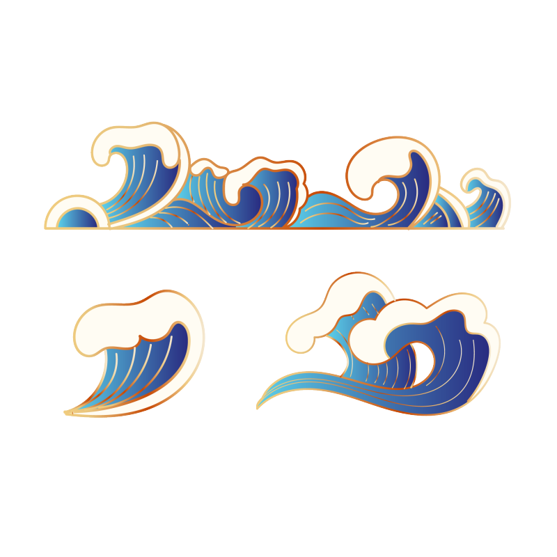 Chinese style cartoon sea wave pattern (77)