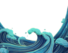 Chinese style cartoon sea wave pattern (36)