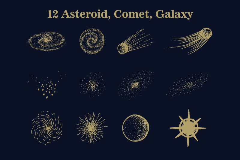 Starry sky planets elements pattern (5)