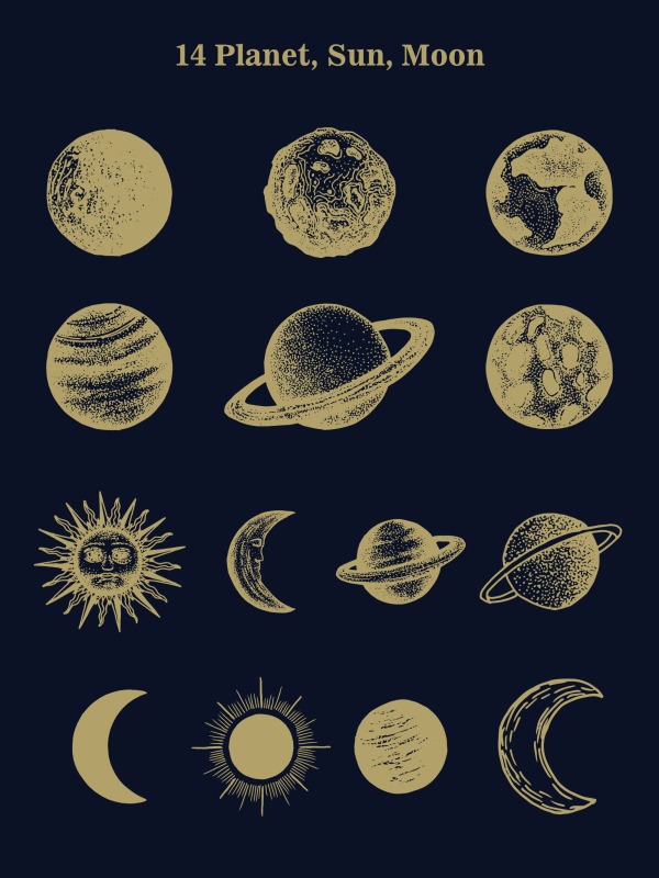 Starry sky planets elements pattern (1)
