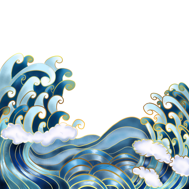 Chinese style cartoon sea wave pattern (52)
