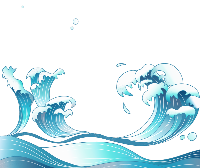 Chinese style cartoon sea wave pattern (44)