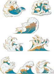 Chinese style cartoon sea wave pattern (78)