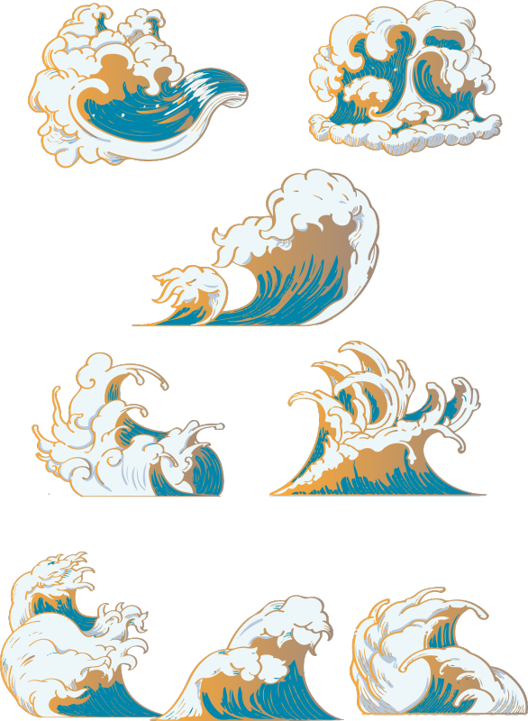Chinese style cartoon sea wave pattern (78)