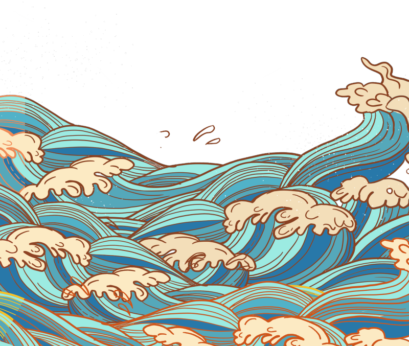Chinese style cartoon sea wave pattern (38)