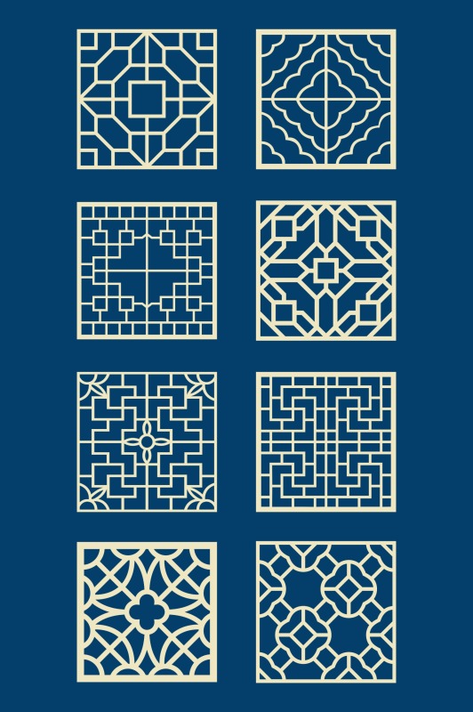 Chinese Style tartan frame pattern (38)
