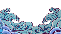 Chinese style cartoon sea wave pattern (9)