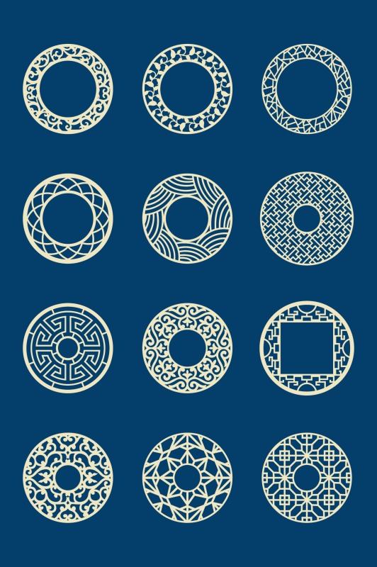 Chinese Style tartan frame pattern (20)
