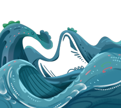 Chinese style cartoon sea wave pattern (55)