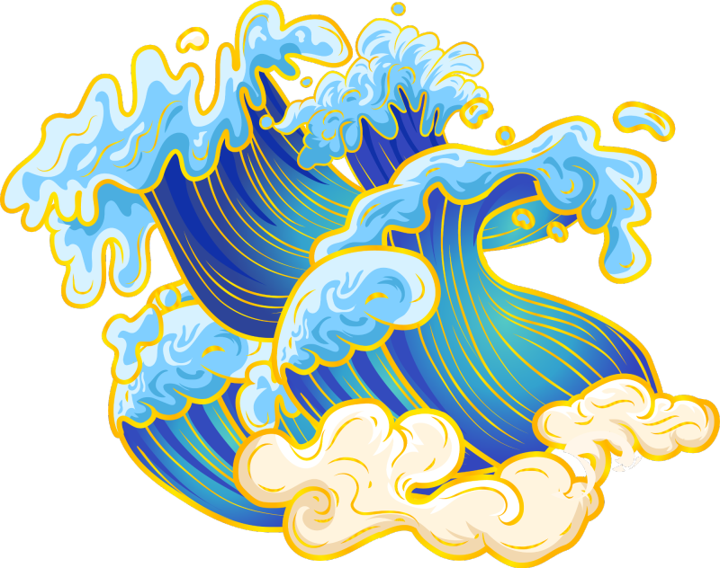 Chinese style cartoon sea wave pattern (76)