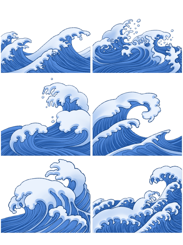 Chinese style cartoon sea wave pattern (59)